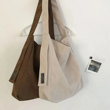 Stylish Corduroy Tote Bag