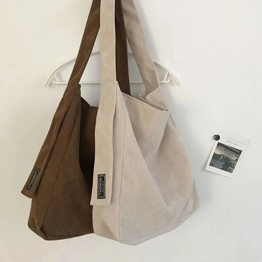 Stylish Corduroy Tote Bag